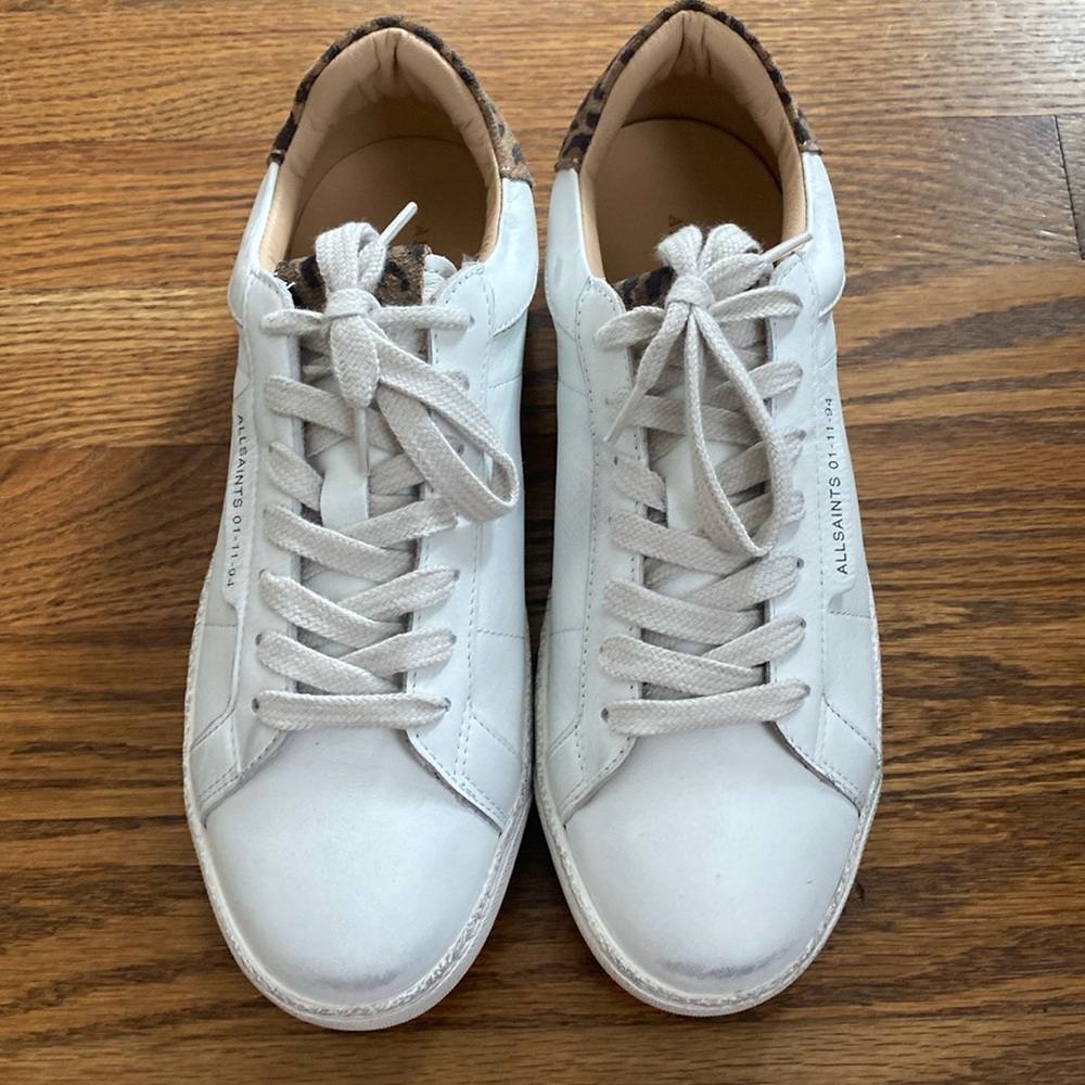 All Saints Sheer Leopard White sneakers size 8